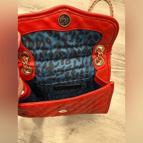 REBECCA MINKOFF Mini Studded/Quilted ‘Affair’ Chain Strap Bag Red w/ Gold Studs - Picture 9 of 11